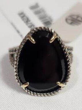 Effy Eny Sterling Silver 18K Gold Onyx Ring